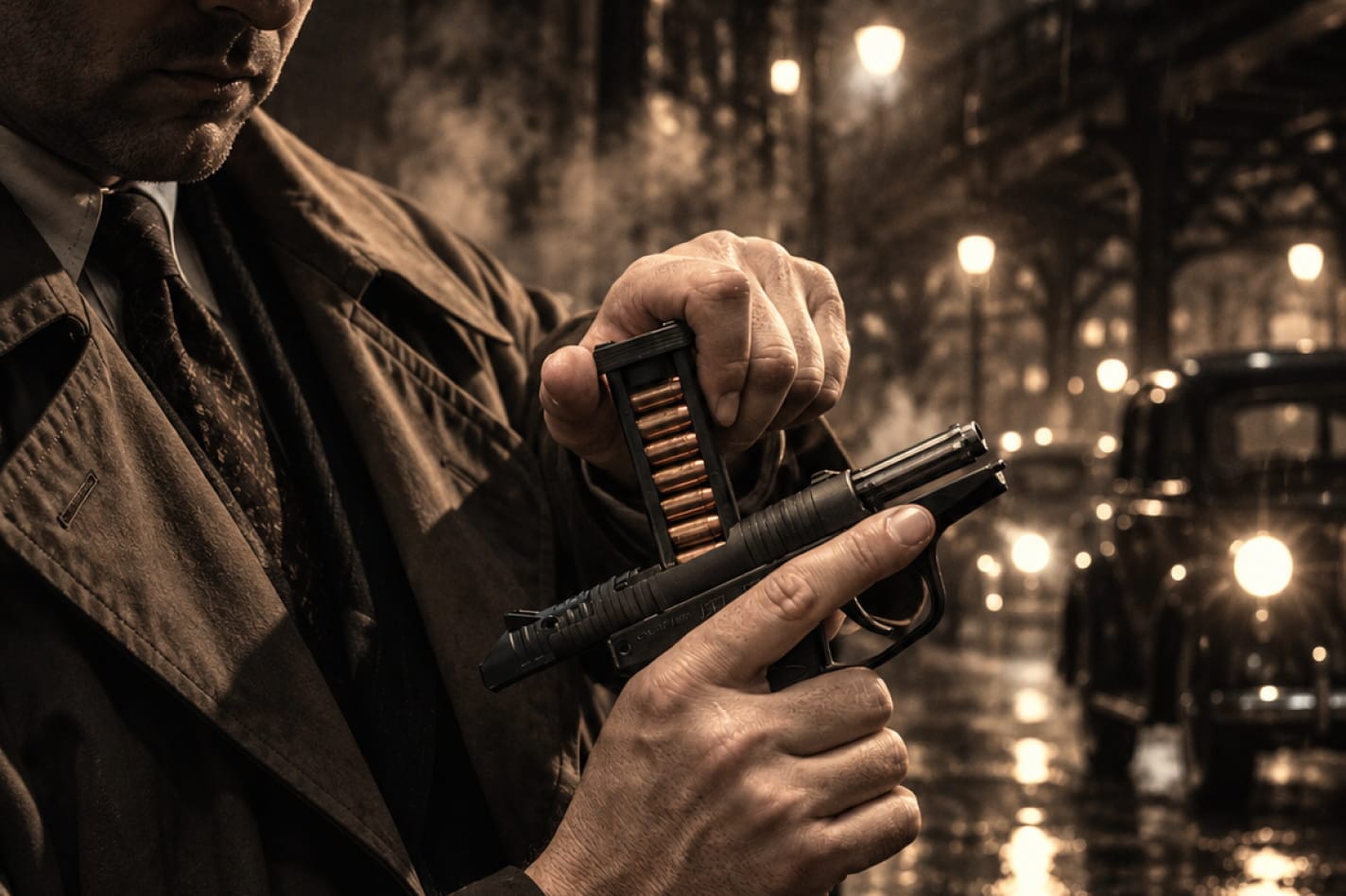 KelTec PR-3AT in a cinematic noir scene